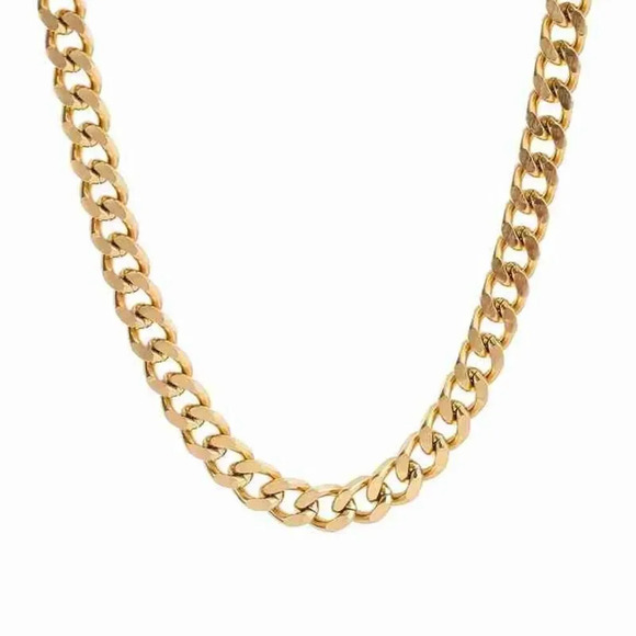 NEW‎ 18k Gold-Plated Cuban Chain Necklace - Picture 7 of 12